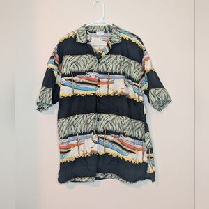 Waqun Tropical Print Button Up Shirt, Size XXL